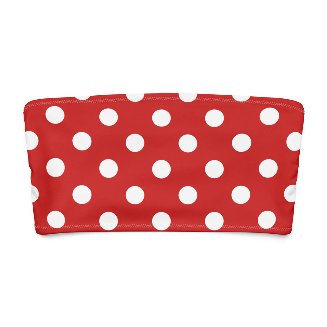 Red Polka Dot Bandeau Bikini Top