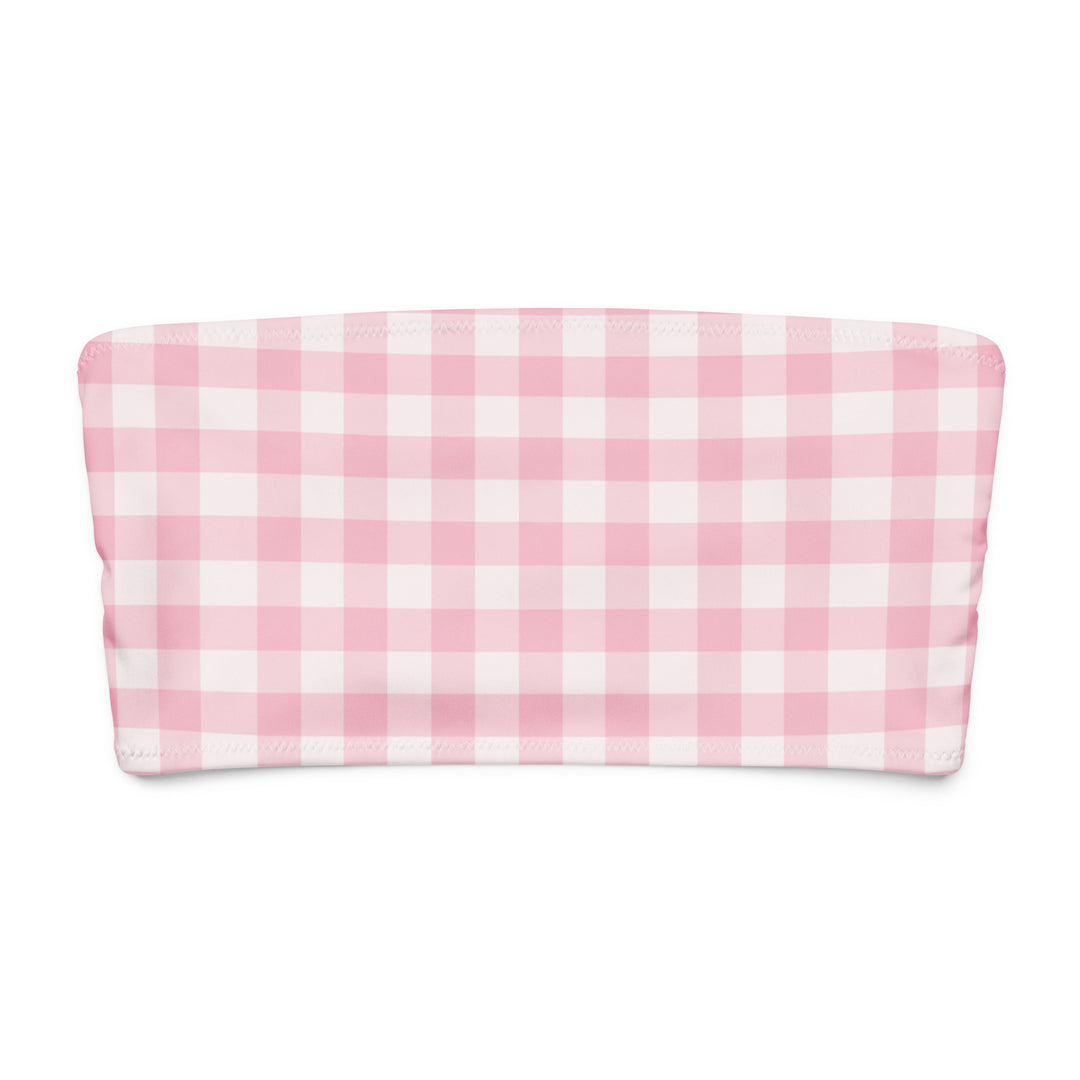 Pink Gingham Bandeau Bikini Top