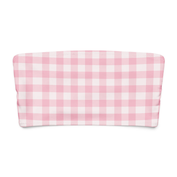 Pink Gingham Bandeau Bikini Top