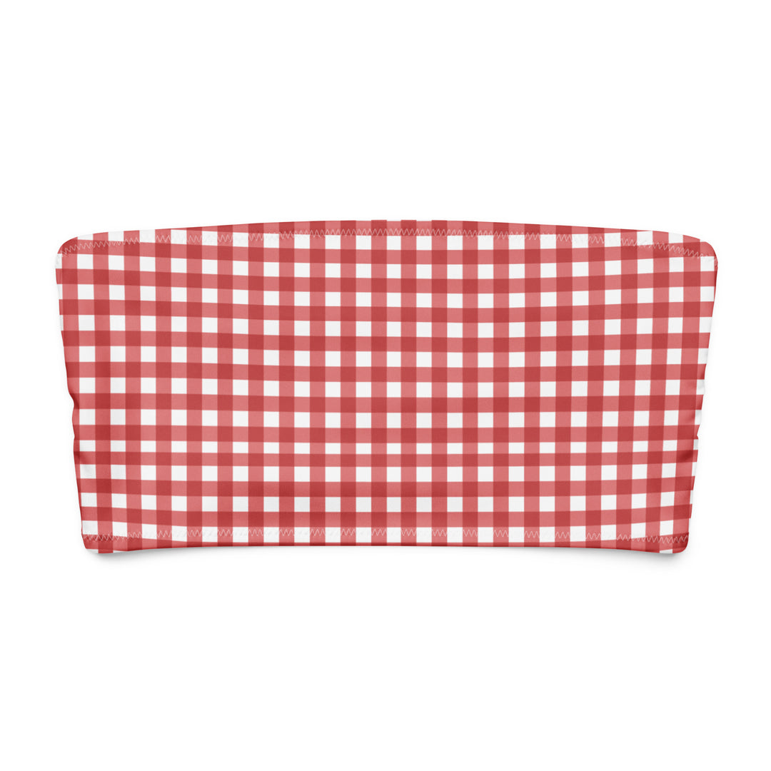 Red Gingham Bandeau Bikini Top by BOHIQ