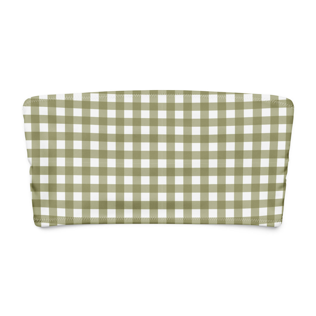 Green Gingham Bandeau Bikini Top