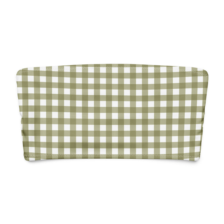 Green Gingham Bandeau Bikini Top