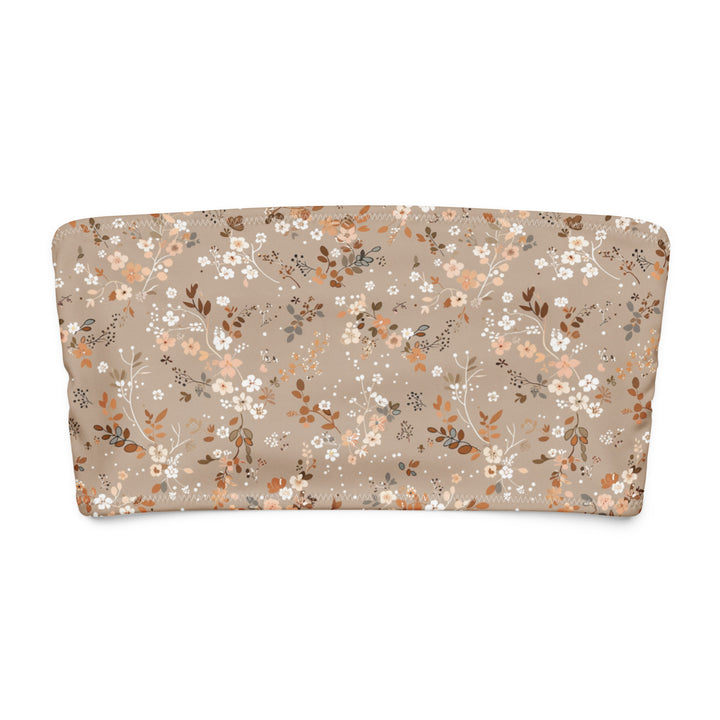 Floral Bandeau Bikini Top in Soft Brown