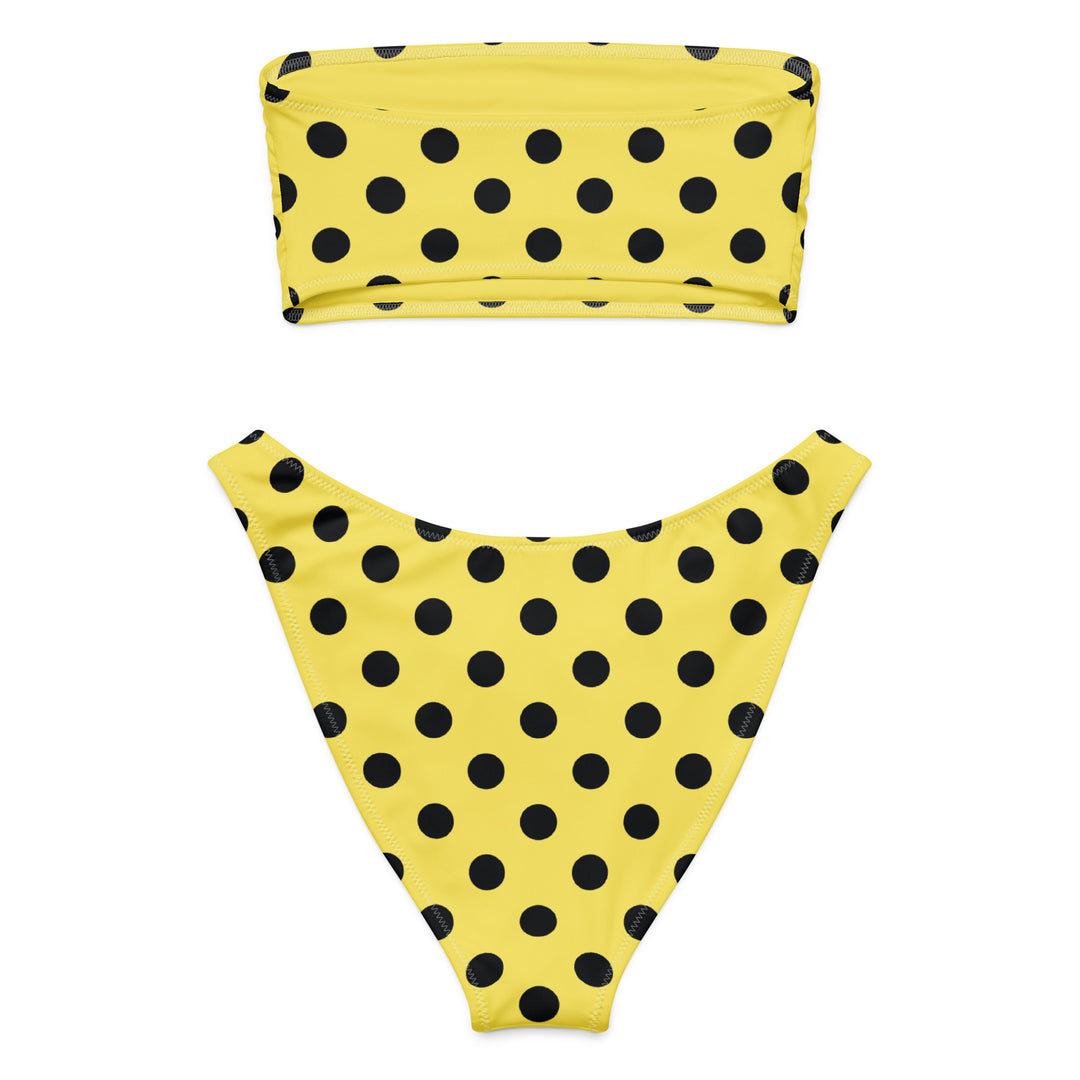 Yellow Polka Dot Bandeau Bikini