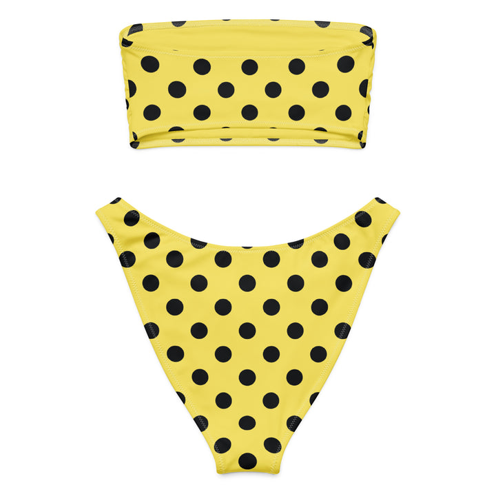 Yellow Polka Dot Bandeau Bikini
