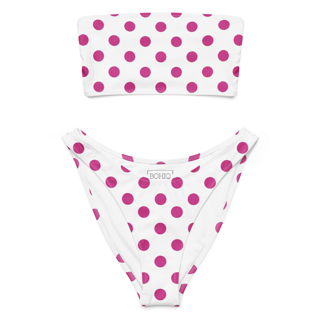 White Polka Dot Bandeau Bikini 
