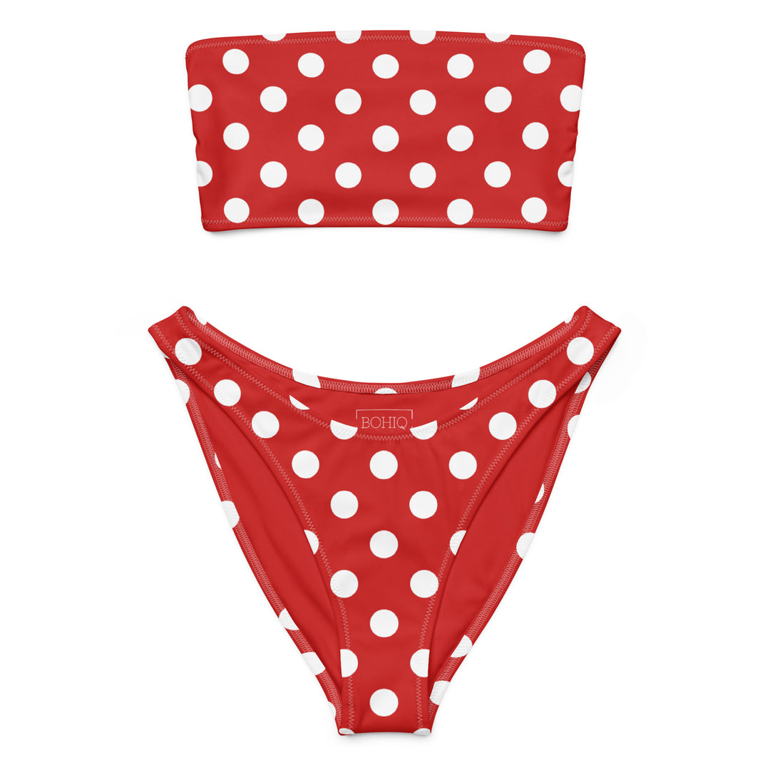 Red Polka Dot Bandeau Bikini