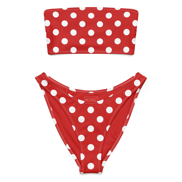 Red Polka Dot Bandeau Bikini