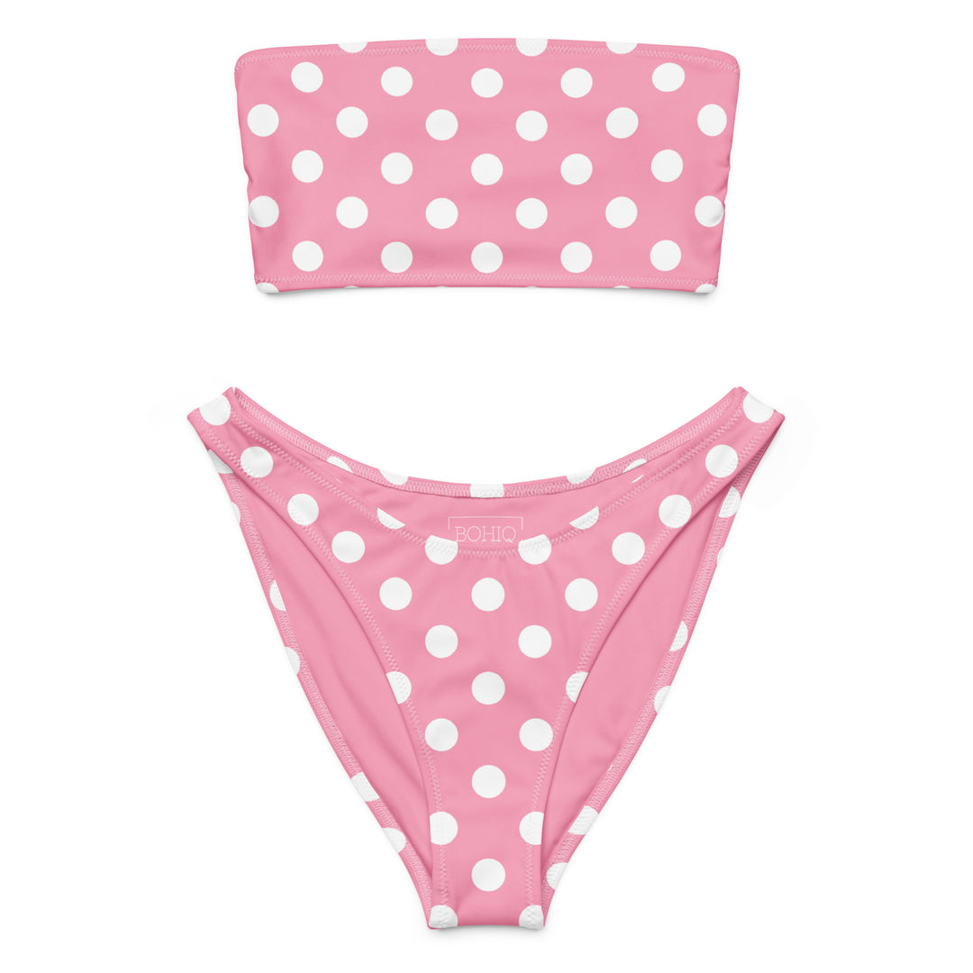 Pink Polka Dot Bandeau Bikini 