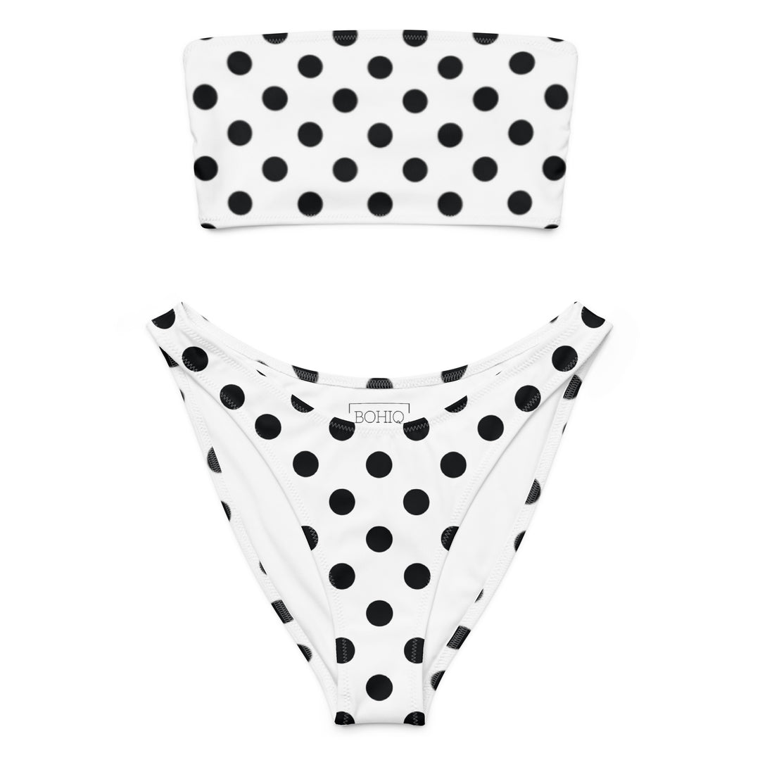 White Polka Dot Bandeau Bikini 
