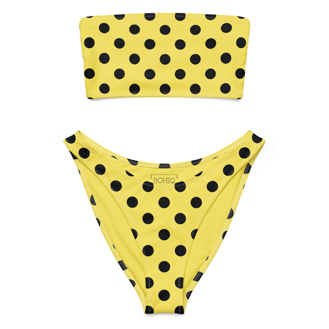 Yellow bikini set with black polka dots by BOHIQ Sustainable Swimwear