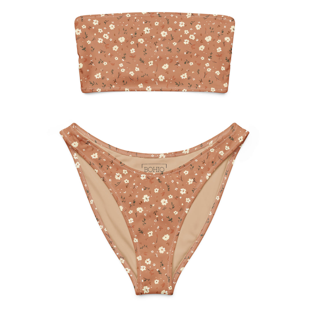 Burnt Orange Bandeau Bikini Set
