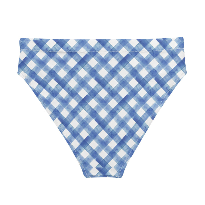 Blue Gingham High Waisted Bikini Bottom