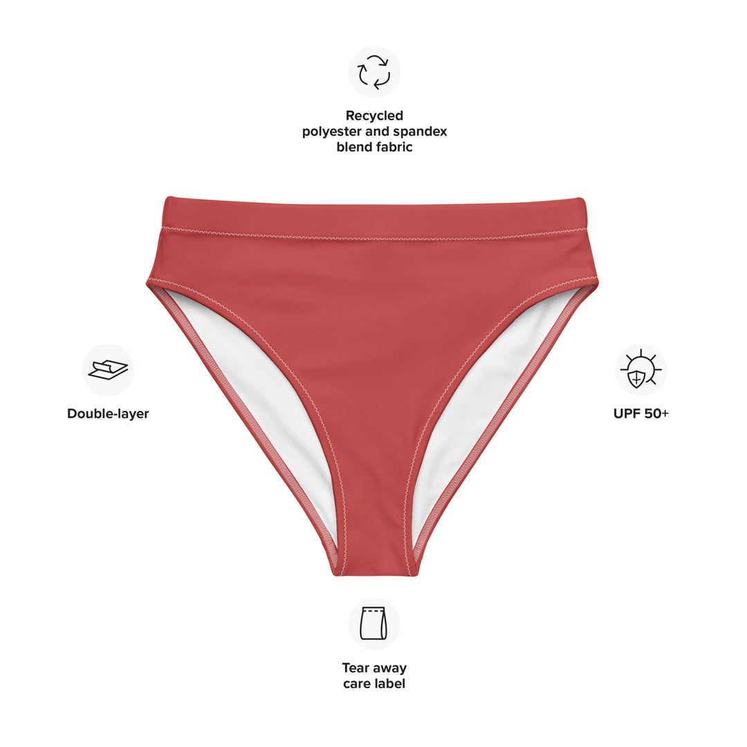 Red High Waisted Bikini Bottom