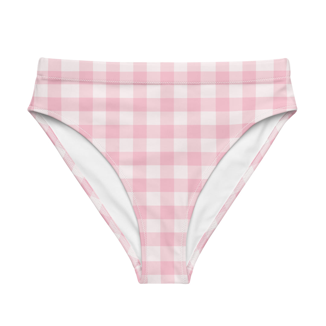 Pink Gingham High Waisted Bikini Bottom