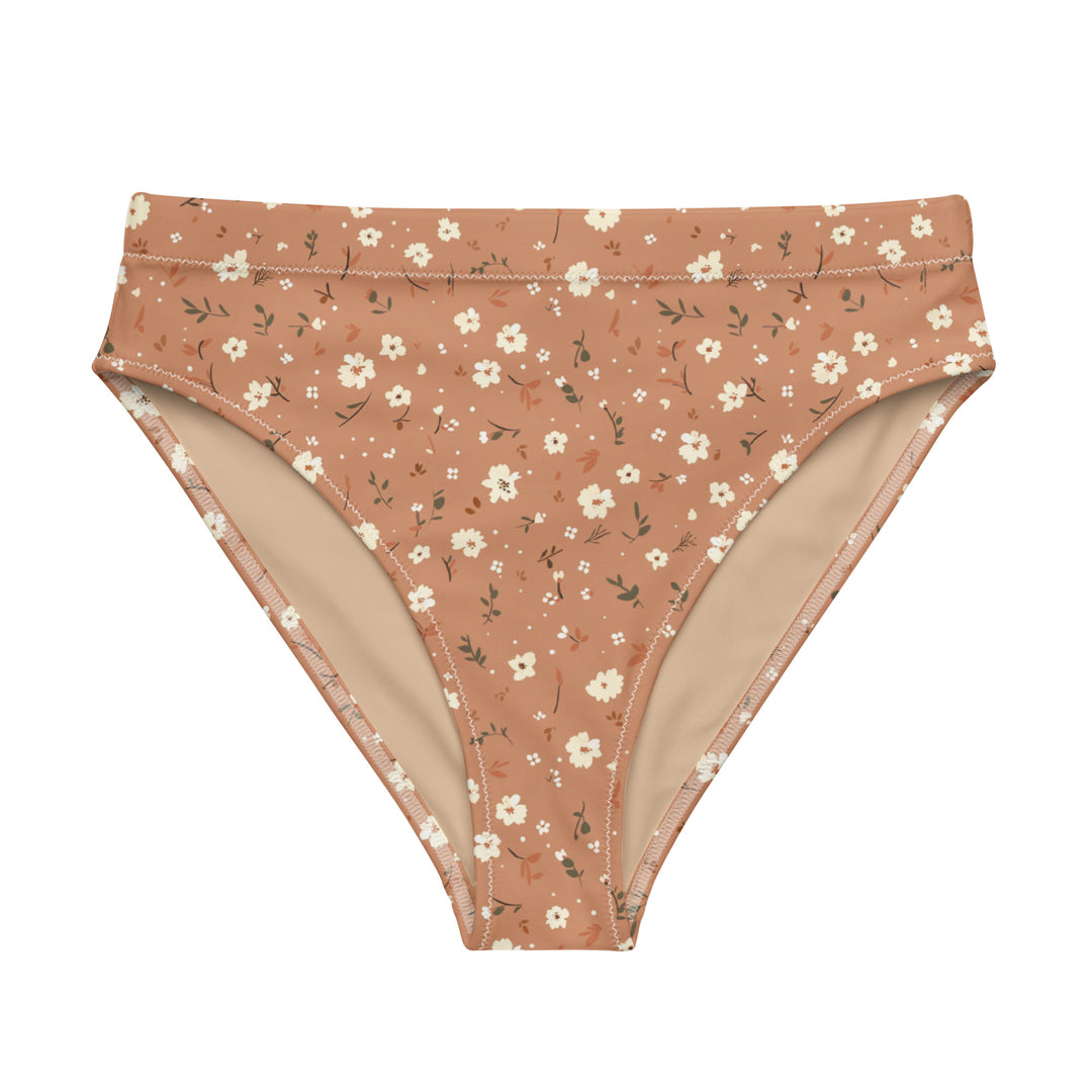 Burnt Orange Floral High Waisted Bikini Bottom