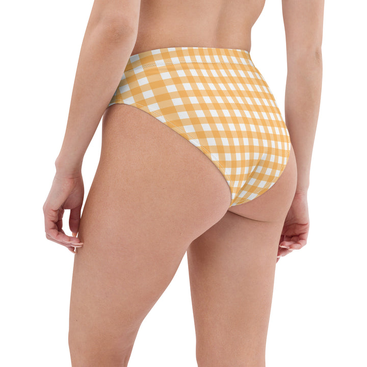 Yellow Gingham High Waisted Bikini Bottom