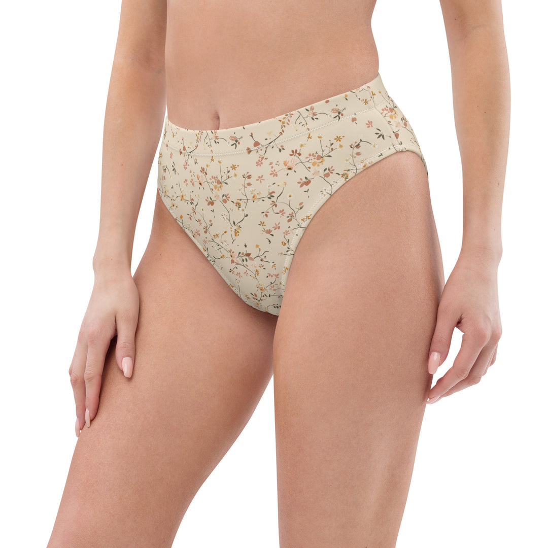 Neutral Beige Floral High Waisted Bottom by BOHIQ