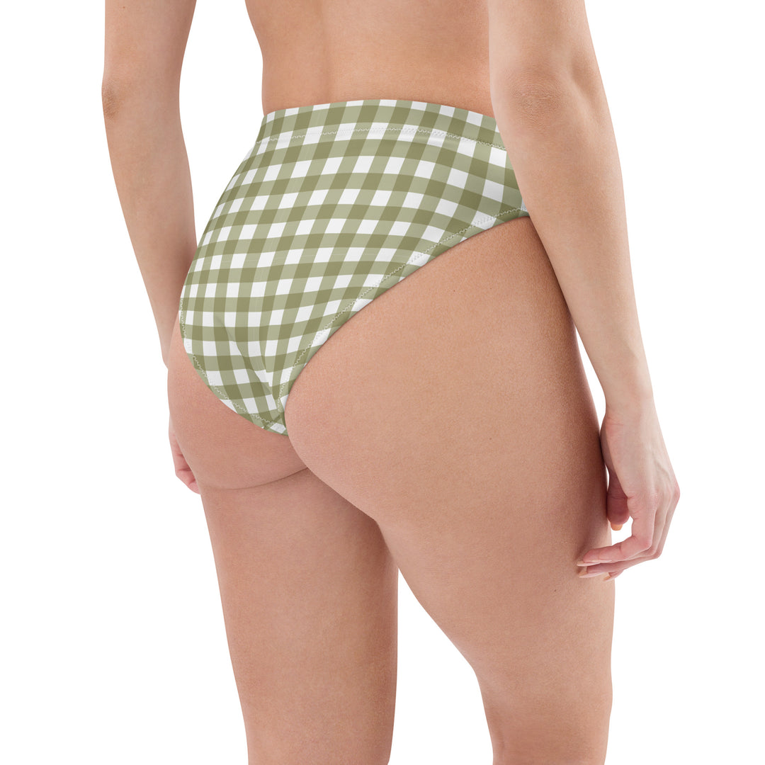 Green Gingham High Waisted Bikini Bottom