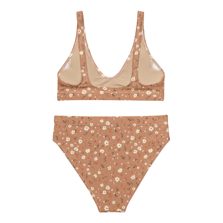 Burnt Orange Floral High Waisted Bikini Set back