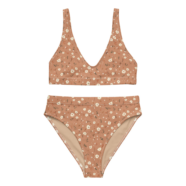 Burnt Orange Floral High Waisted Bikini Set