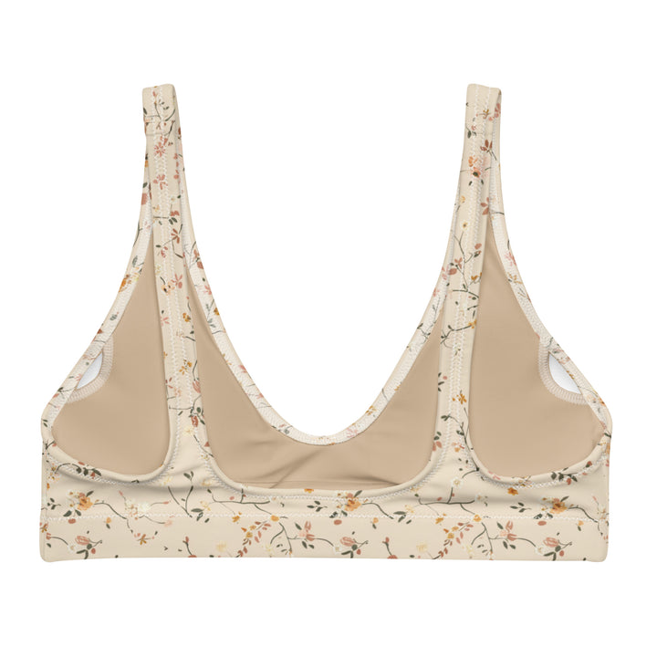 Neutral Beige Floral Bikini Top back
