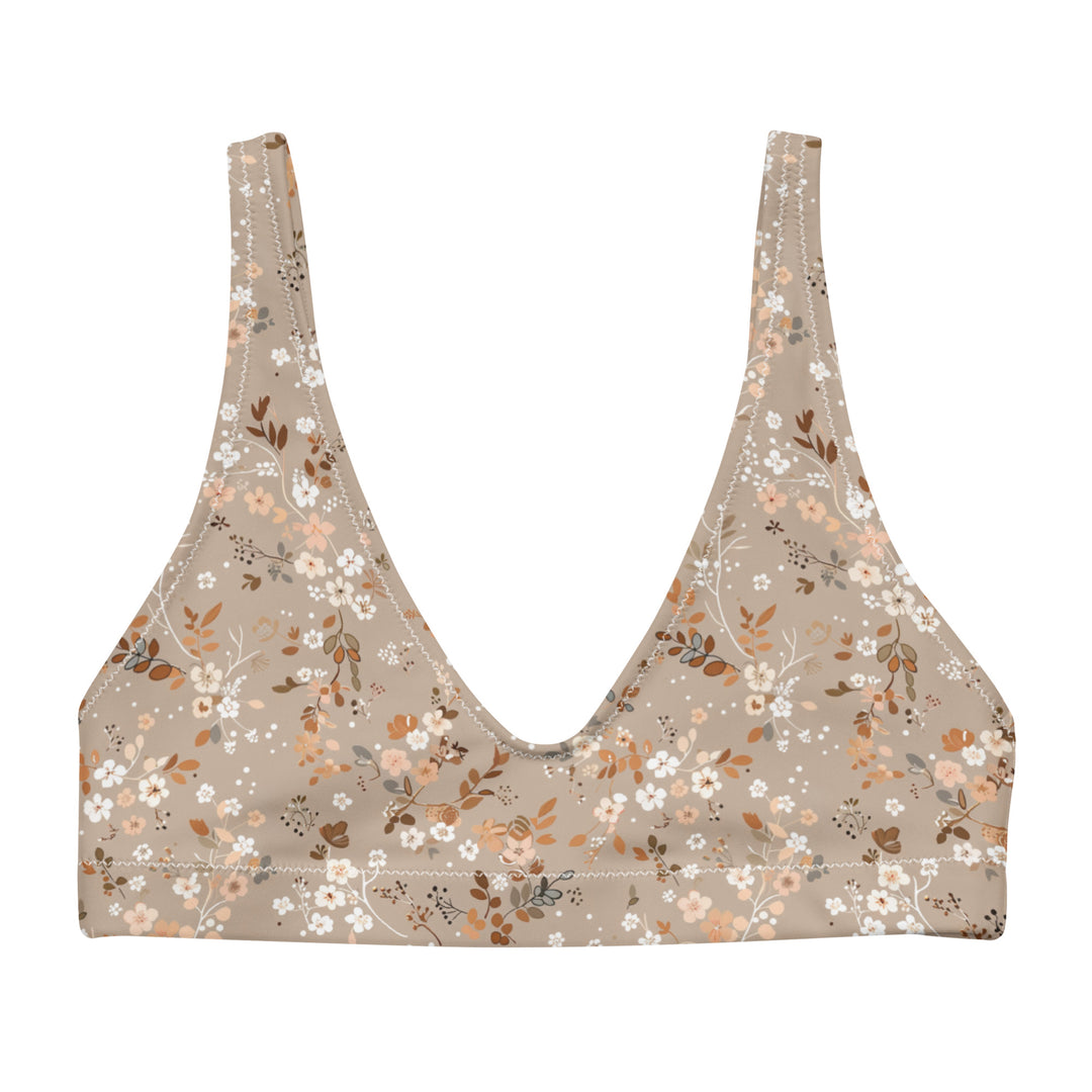 Soft Brown Floral Bralette Bikini Top