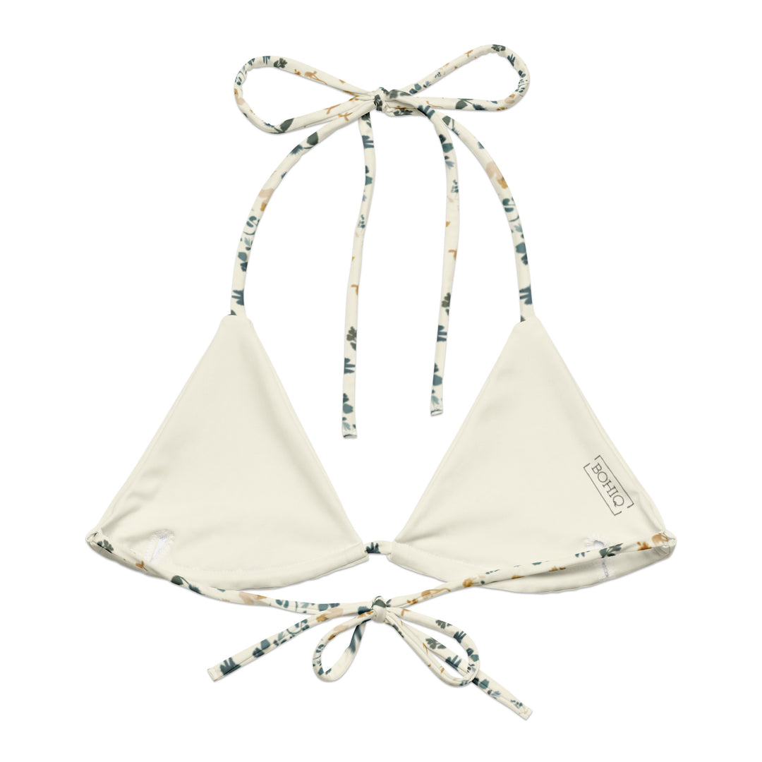 Soft White Floral String Bikini Top