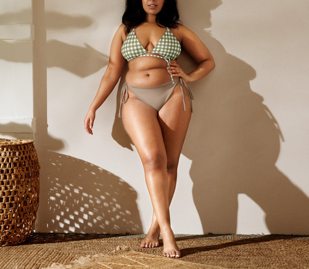 Green Gingham Plus Size Bikini Top