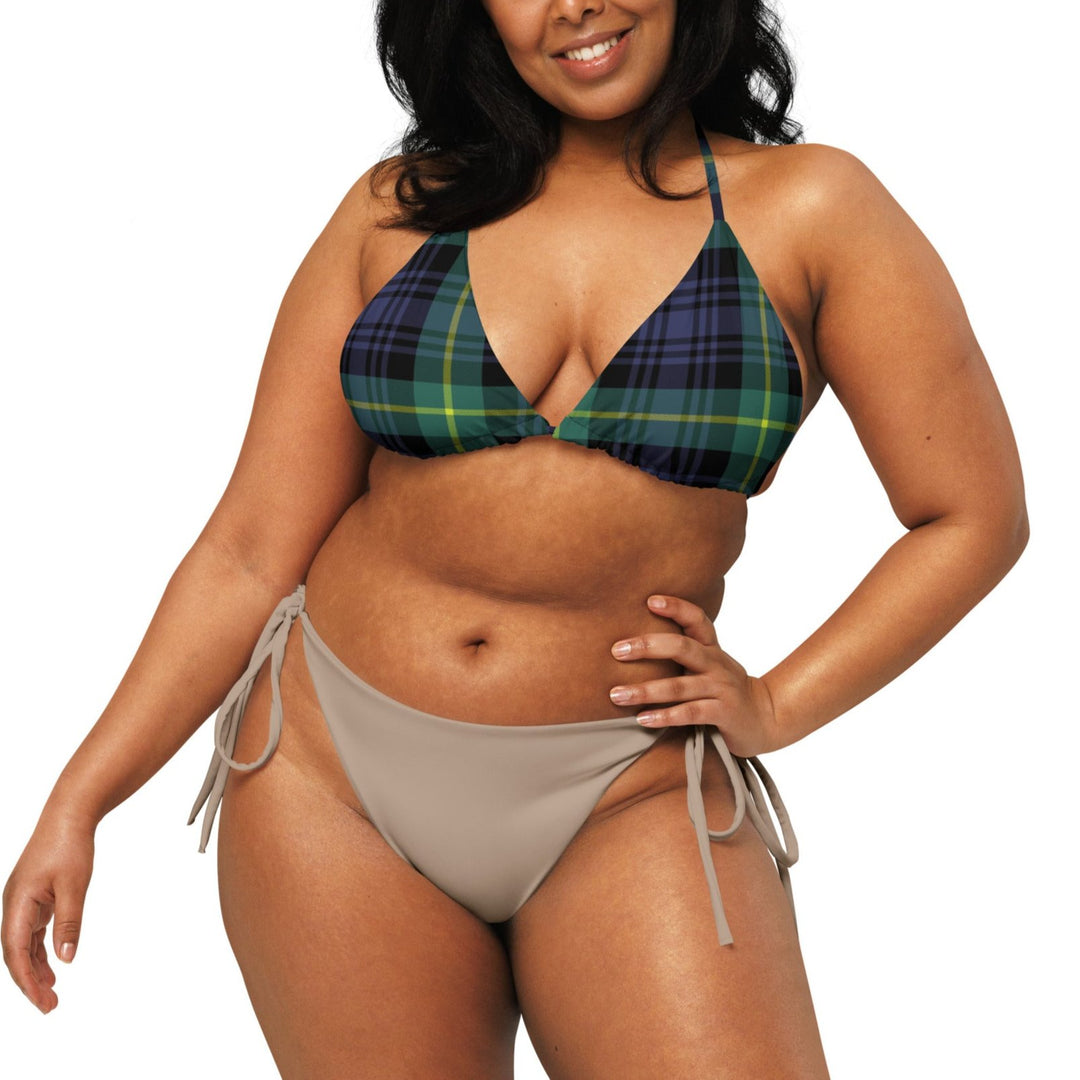 Purple Forest Plaid Plus Size Bikini Top