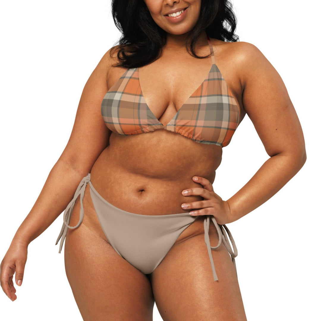 BOHIQ Plaid Plus Size Bikini Top