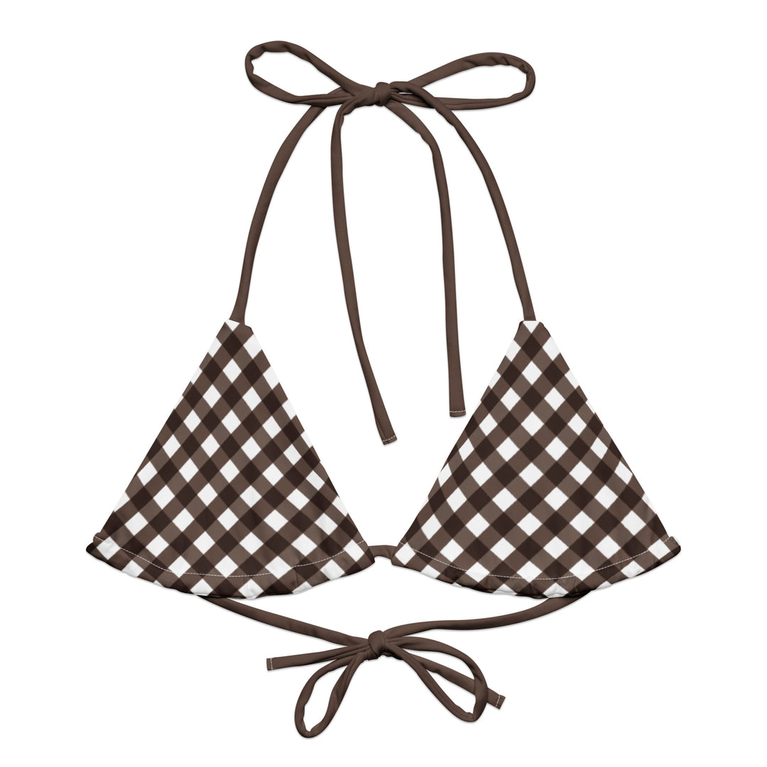 Brown Gingham Bikini Top