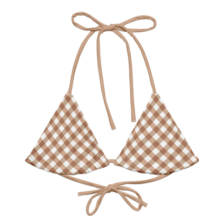 Beige Gingham Bikini Top