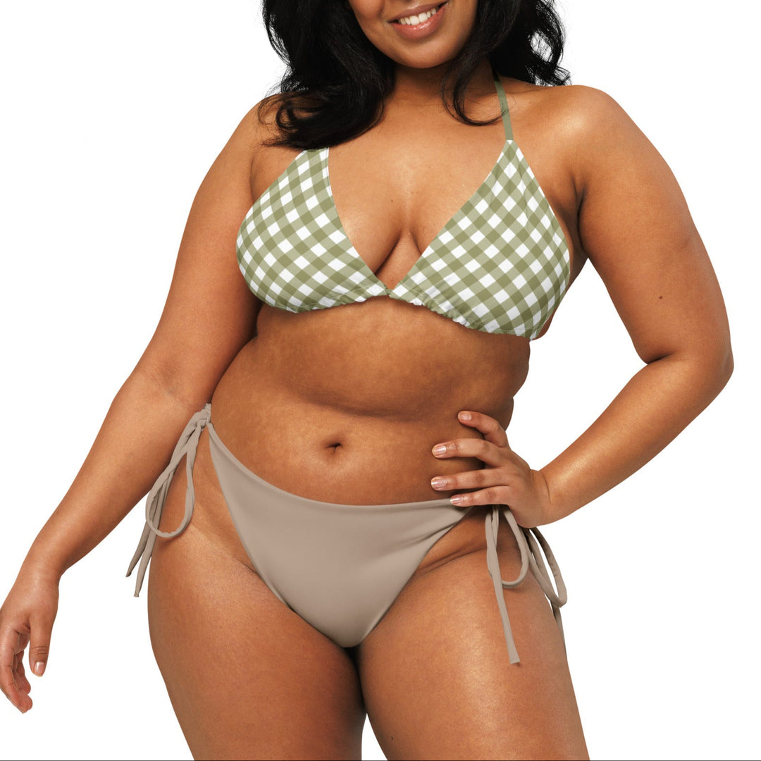 Green Gingham Plus Size Bikini Top