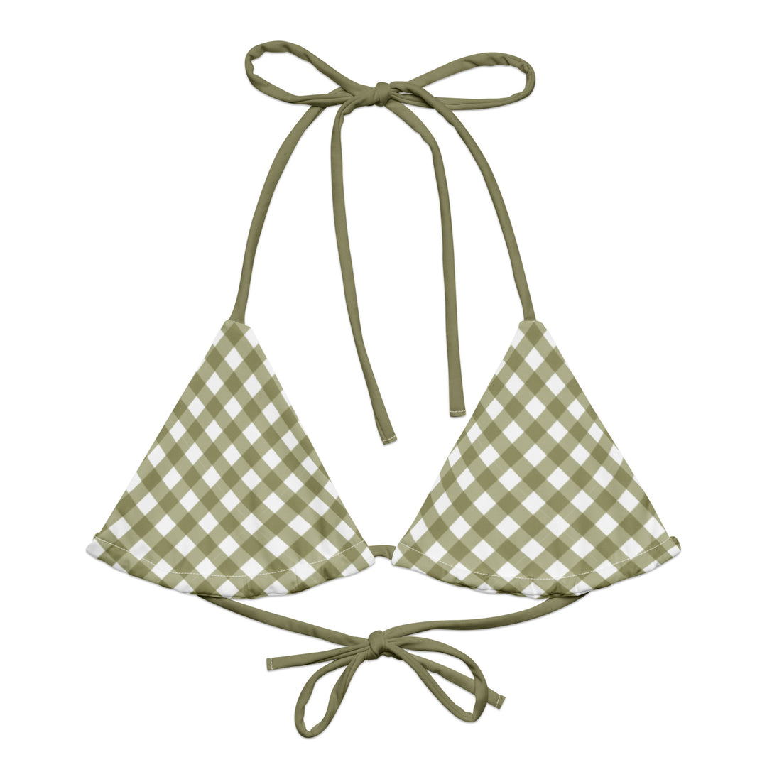 Green Gingham Bikini Top