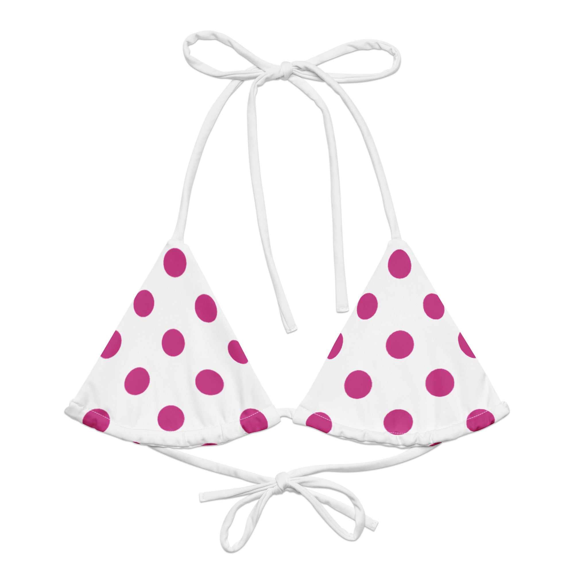 white polka dot bikini top