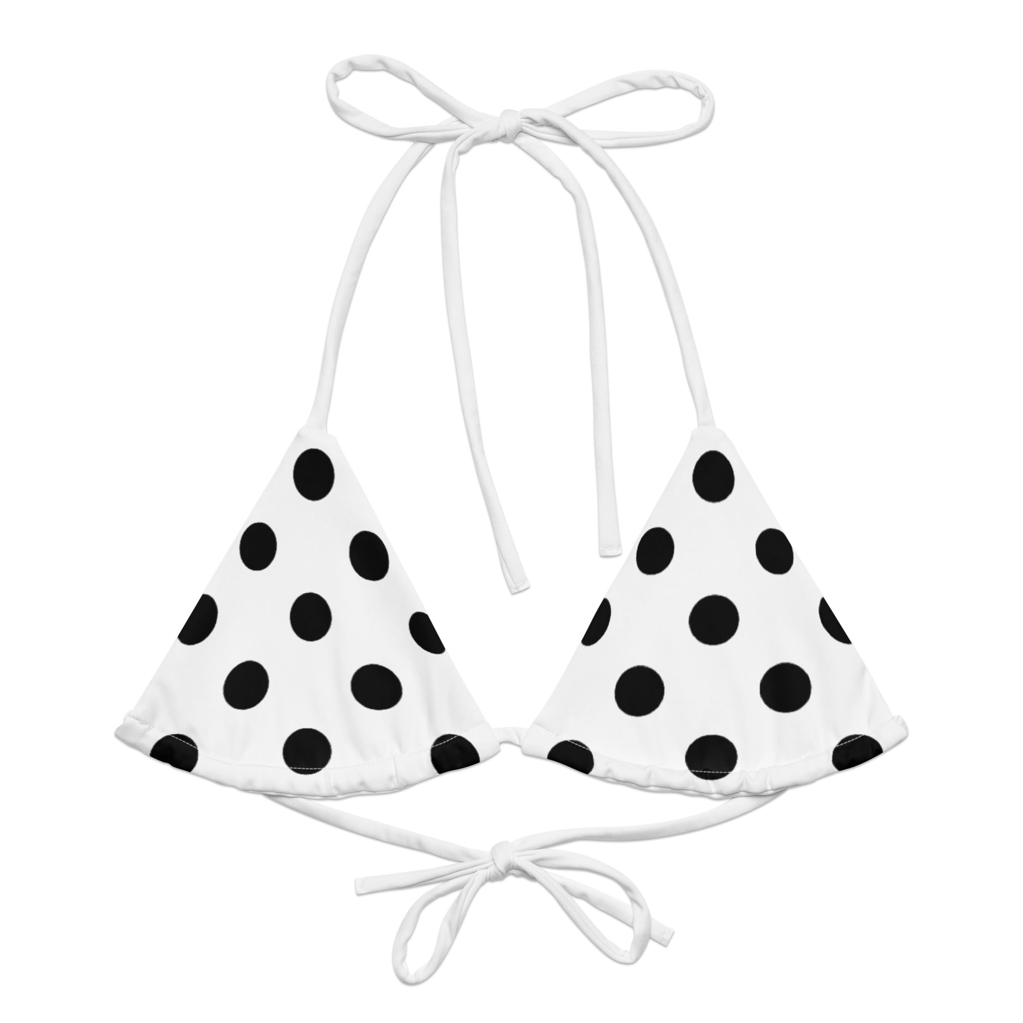 white polka dot bikini top