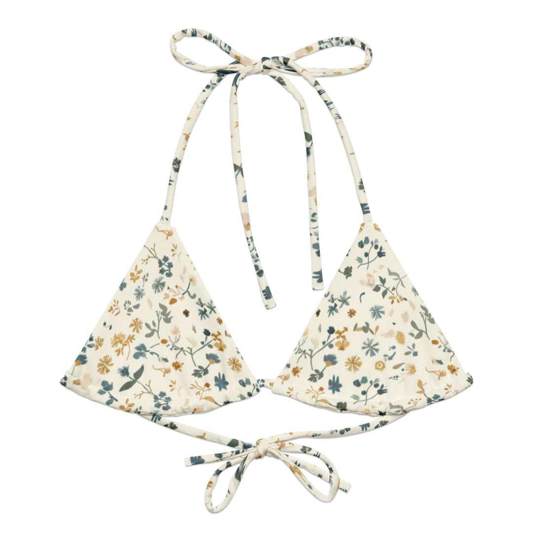 Soft White Floral String Bikini Top