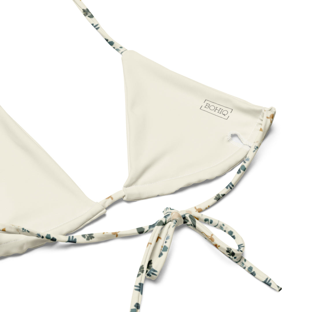 Soft White Floral String Bikini Top