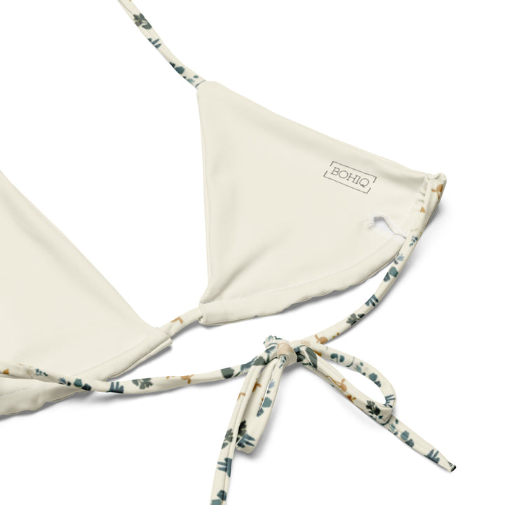 Soft White Floral String Bikini Top