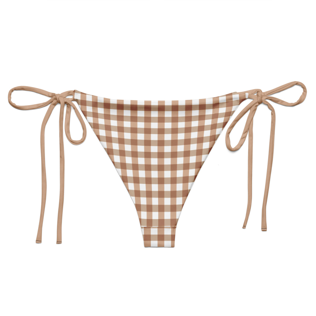 Beige Gingham Bikini Bottom