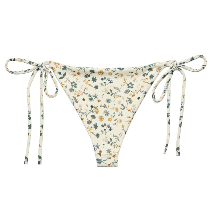 Floral String Bikini Bottom in Soft White
