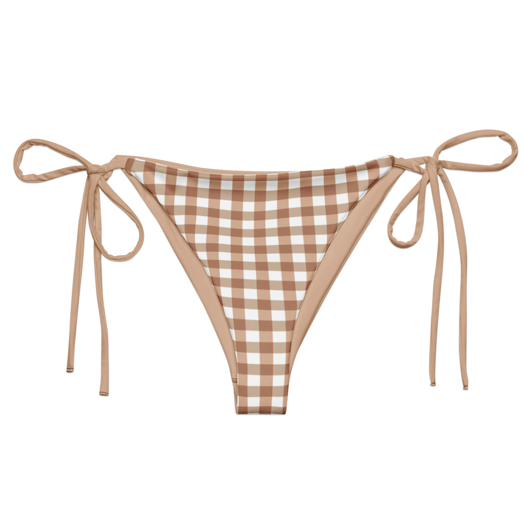 Beige Gingham Bikini Bottom