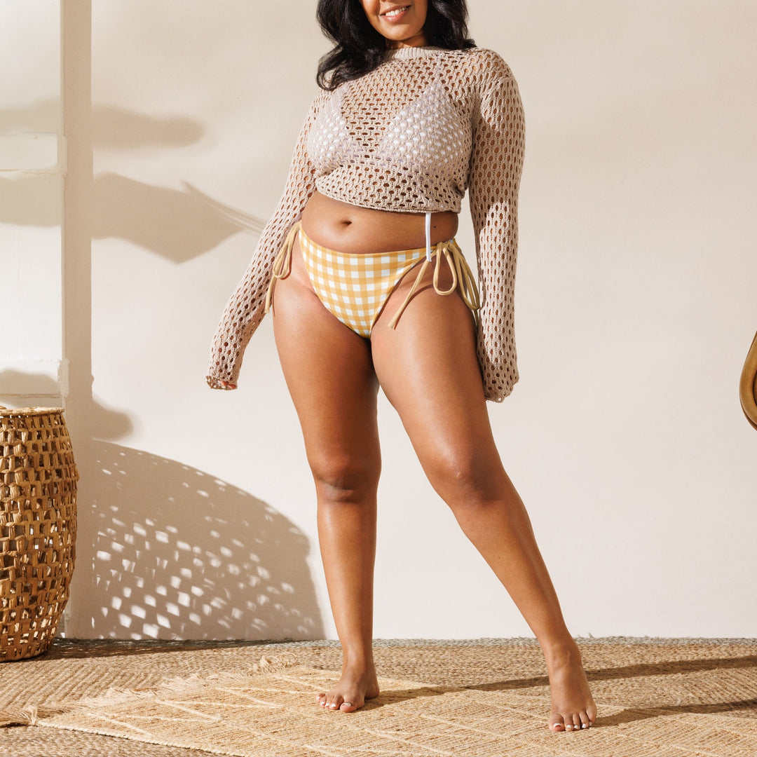 Plus Size Yellow Gingham Bikini Bottom