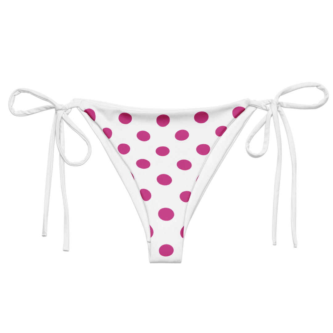 White Polka Dot String Bikini Bottom