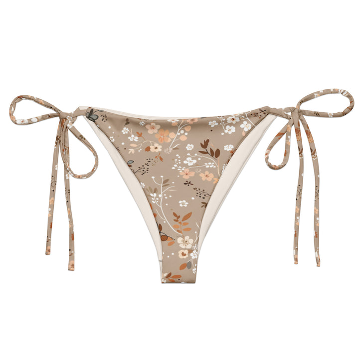 Soft Brown Floral String Bikini Bottom
