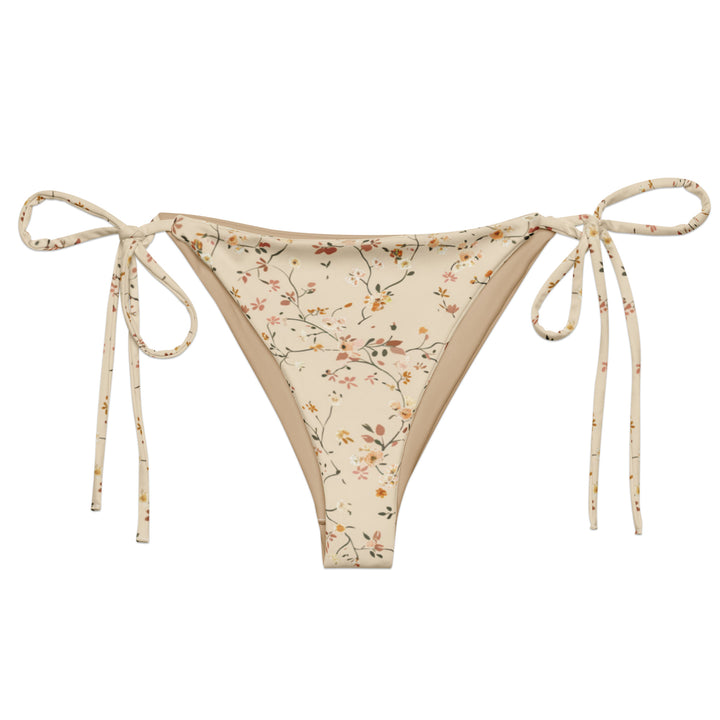 Neutral Beige Floral String Bikini Bottom