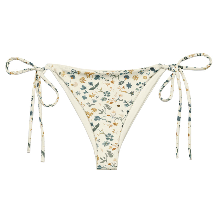 Floral String Bikini Bottom in Soft White