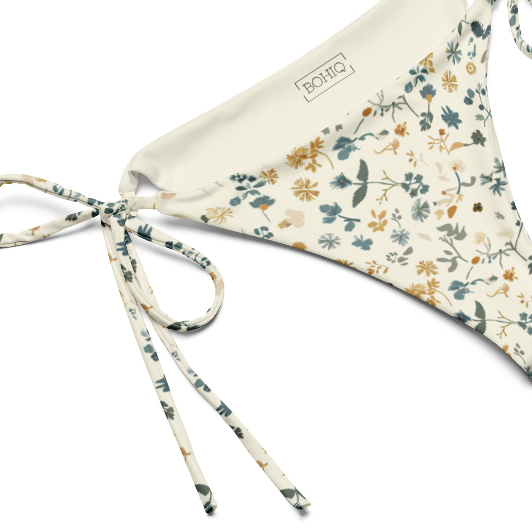 Floral String Bikini Bottom in Soft White