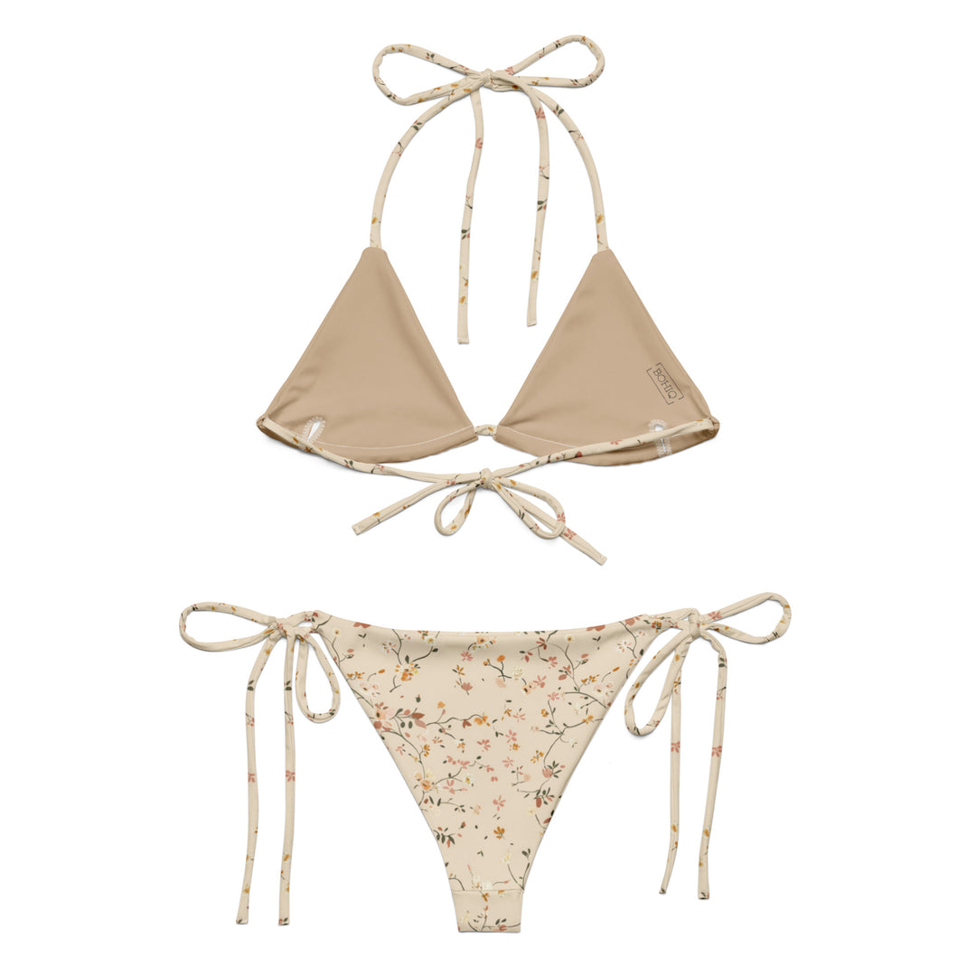 Floral String Bikini - Neutral Beige